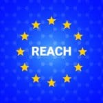 EU REACH regulation logo with stars – European regulation for the registration, evaluation, authorization, and restriction of chemicals